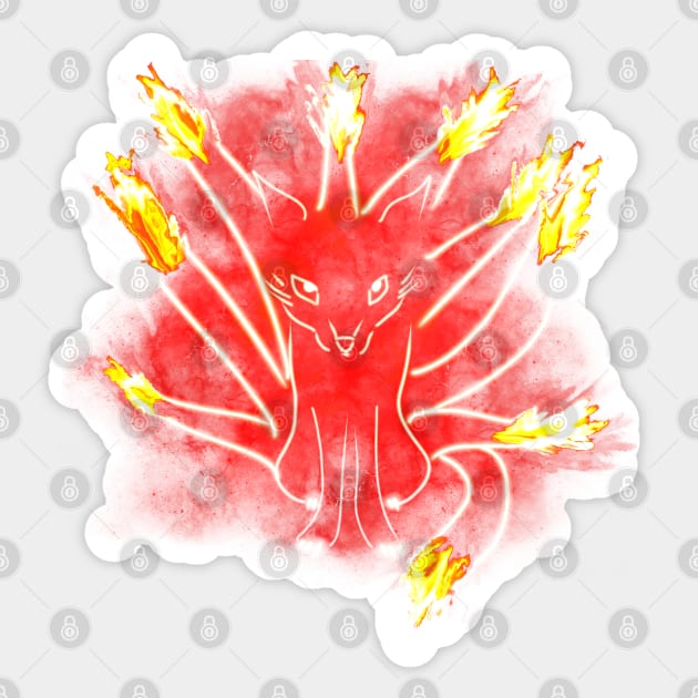 Flaming Nine Tailed Fox Sticker by byjasonf